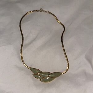 Vintage Napier Green Enamel Leaves Cloisonne' Gold Tone, Estate Collection